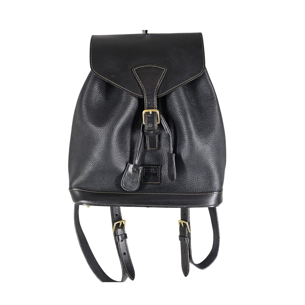 DOONEY & BOURKE VINTAGE 80's WOMEN'S BLACK AWL LEATHER BACKPACK 12x10x4"